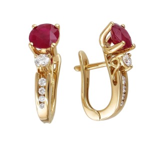 Серьги из золота с бриллиантами и рубинами «Garden Flame» Estet (арт.01С643648-2)