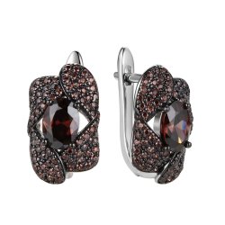 Серьги из серебра с фианитом (Арт.cz-e1804-2-x-wb-br-x-br)