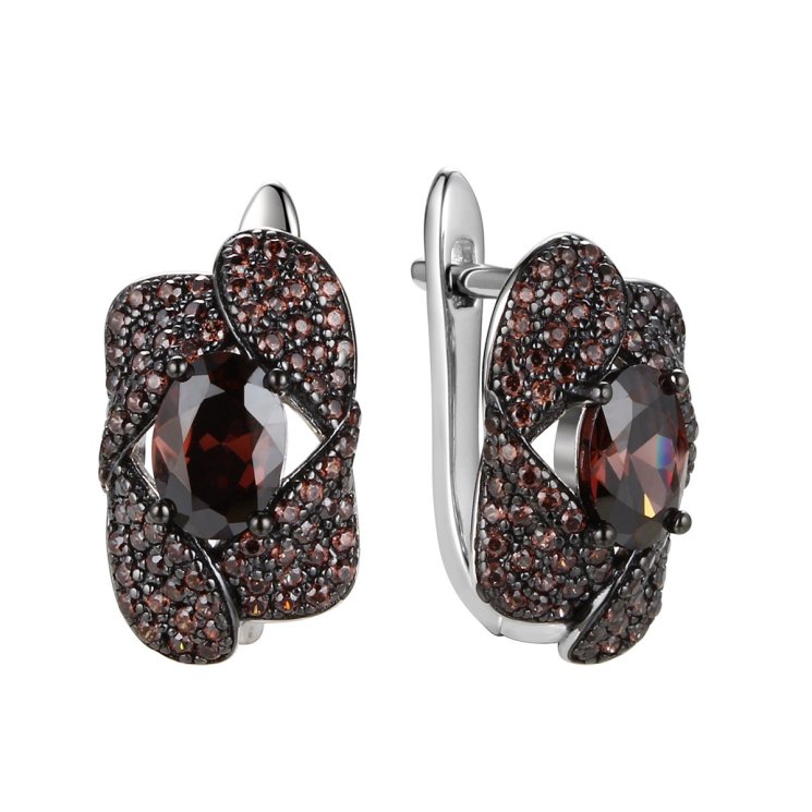 Серьги из серебра с фианитом (Арт.cz-e1804-2-x-wb-br-x-br)