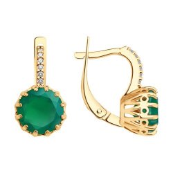 Серьги из золочёного серебра с агатами и фианитами (Арт.92023191)