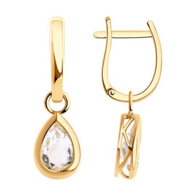 Серьги золотые пробы 585 с горным хрусталем (Арт.728229)