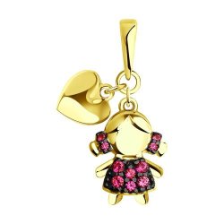 Подвеска из желтого золота с красными фианитами (Арт.034909-2)