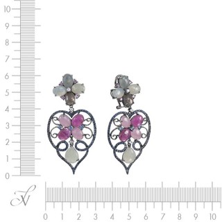 Серьги золотые с бриллиантами, корундом и сапфирами «Цветочный бал» MY JEWELS (арт.E03193K_SR_PS_SA_CR_BLK)