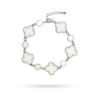 Браслет серебряный с керамикой и эмалью «Lucky Large Clover» Fresh Jewelry (арт.TC-B00747-W-W-X-W-X)
