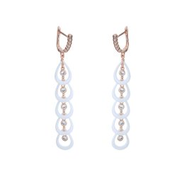 Серьги из серебра с керамикой и куб. цирконием (Арт.tc-e00961-w-l-x-x-w)