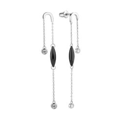 Серьги из серебра с керамикой и фианитом (Арт.tc-e01837-b-w-x-x-w)