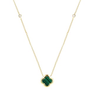 Ожерелье с малахитом и фианитами Lucky Medium Fresh Jewelry (арт.TC-N02157-X-L-Mal-X-W)