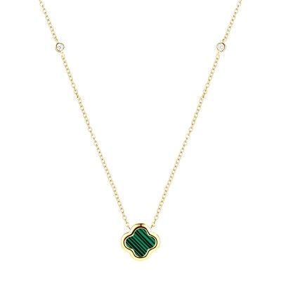 Ожерелье с малахитом и фианитами Lucky Medium Fresh Jewelry (арт.TC-N02157-X-L-Mal-X-W)