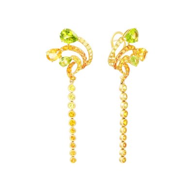 Серьги из золота с сапфиром и хризолитом (Арт.er-33022_sr_sm_ct_pd_yg)