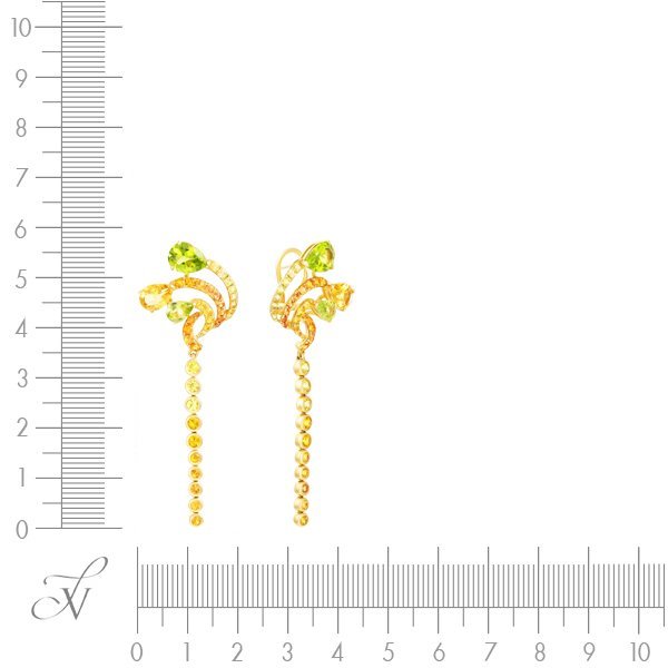 Серьги из золота с сапфиром и хризолитом (Арт.er-33022_sr_sm_ct_pd_yg)