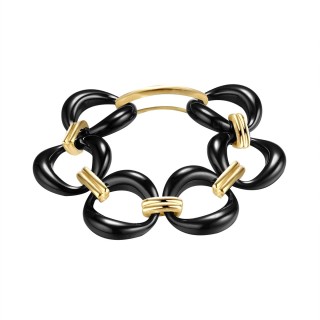 Кольцо с керамической вставкой «Lemon Ceramic Chain» серебро 925 Fresh Jewelry (арт.TC-R00296-B-L-X-X-X)