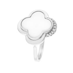 Кольцо из серебра с керамикой и фианитом (Арт.tc-r01072-w-w-x-x-w)