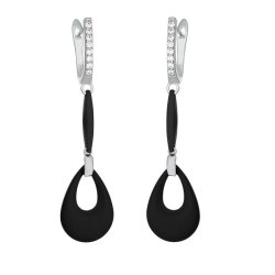 Серьги из серебра с керамикой и куб. цирконием (Арт.tm-e00097-b-w-x-x-w)