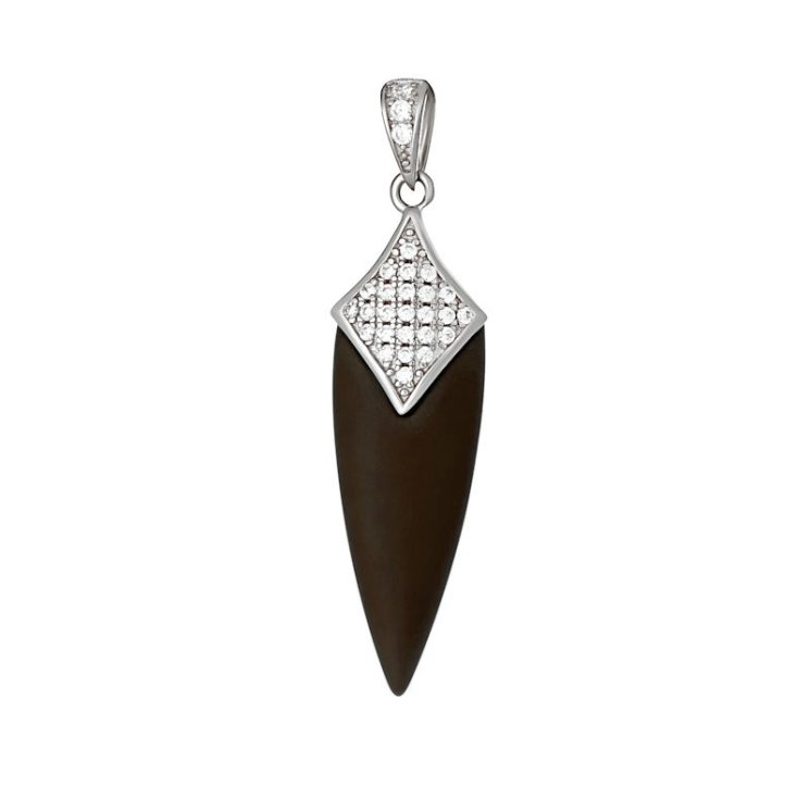 Кулон из серебра с керамикой и куб. цирконием (Арт.tm-p00095-br-w-x-x-w)