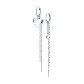Серьги из серебра с гематитом «Сердце линии света» SOKOLOV (арт.94-321-00077-1)