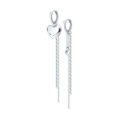 Серьги из серебра с гематитом «Сердце линии света» SOKOLOV (арт.94-321-00077-1)