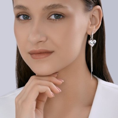 Серьги из серебра с гематитом «Сердце линии света» SOKOLOV (арт.94-321-00077-1)