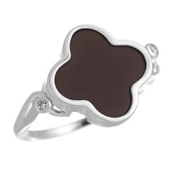 Кольцо из серебра с керамикой и фианитом (Арт.tm-r01075-br-w-x-x-w)