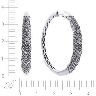 Серьги из белого золота с черными бриллиантами «Ночная Спираль» JV Gold (арт.ME31019-ABD_SR_DB_BLK)