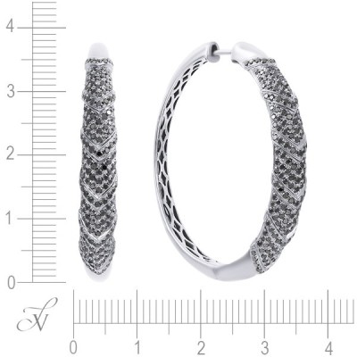 Серьги из белого золота с черными бриллиантами «Ночная Спираль» JV Gold (арт.ME31019-ABD_SR_DB_BLK)