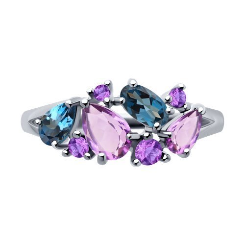 Кольцо из серебра с аметистом, топазом и фианитом «Сиреневый рассвет» Соколов (арт.92014288)