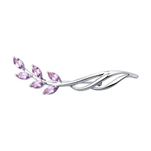 Брошь из серебра с аметистами (Арт.92040046)