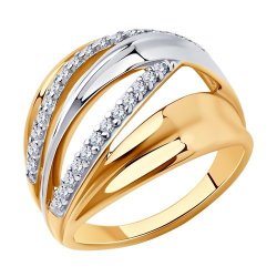 Кольцо из золочёного серебра с фианитами (Арт.93-110-00493-1)