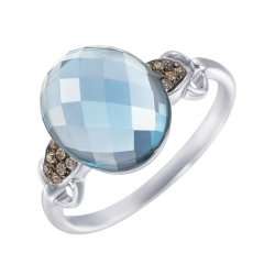 Кольцо из белого золота с бриллиантом и топазом (Арт.r33531_dn_bt_wg)