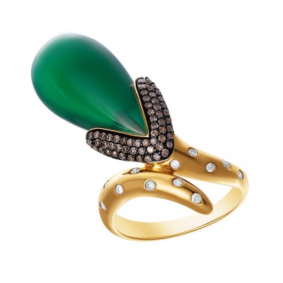Кольцо из золота с агатом и бриллиантом (Арт.r48298a6f14yb005_ko_dn_zag_yg)