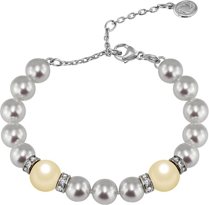 Браслет из серебра с жемчугом и куб. цирконием (Арт.102b-sr5-1-6)