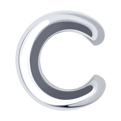 Серьги из серебра с родиевым покрытием «Минимал C-Shape» SOKOLOV (арт.9417)