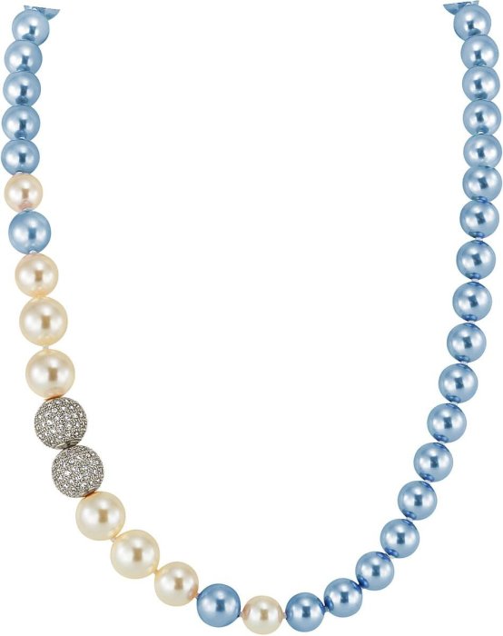 Ожерелье из серебра с жемчугом и куб. цирконием (Арт.1l-sk-2-27)