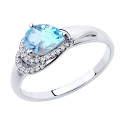 Кольцо из серебра с топазом и фианитами (Арт.94-310-00548-1)