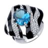 Кольцо из серебра с ситаллом, фианитами и эмалью (Арт.94-310-01606-1)