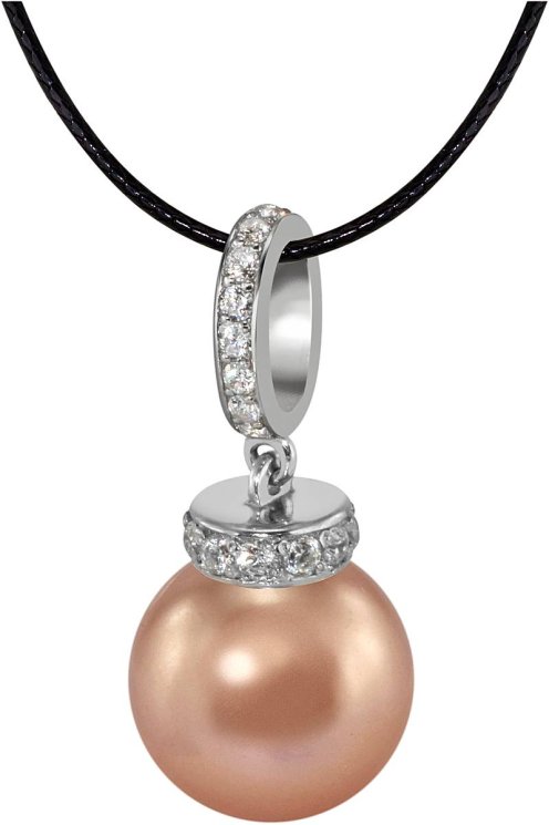 Кулон из серебра с жемчугом и кристаллом swarovski (Арт.abp-1-12-10-s)