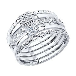 Наборное кольцо из серебра с фианитами (Арт.94011707)