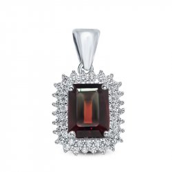 Подвеска Серебряные крылья (Арт.230007-32_granat_kubcirkonii)