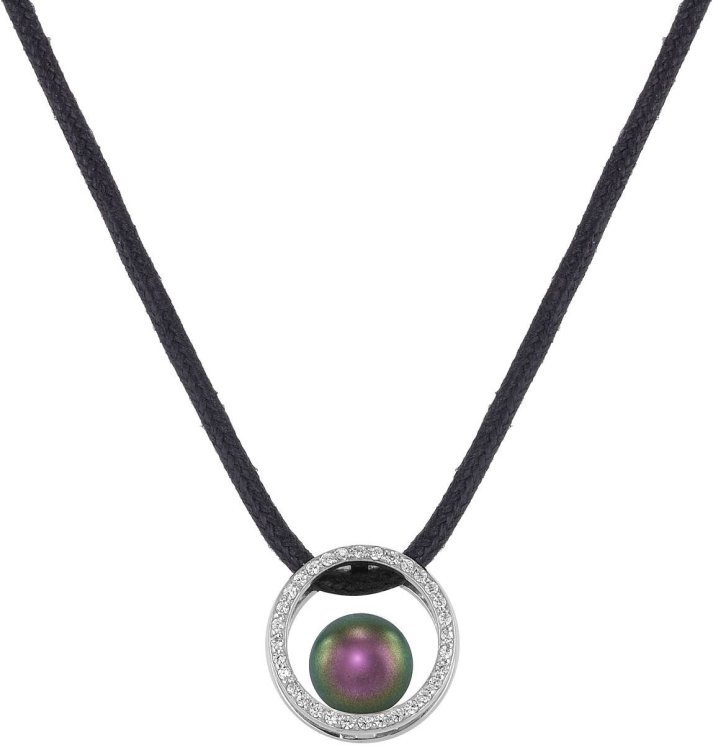 Кулон из серебра с жемчугом и кристаллом swarovski (Арт.ahp-2-8-19-s)