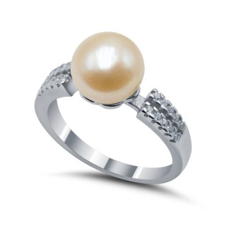 Кольцо серебряное с жемчугом и фианитами «Крылья зари» MyJewels (арт.21qsibb00615o-19)