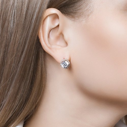 Серьги из серебра с фианитами (Арт.94020412)