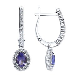 Серьги из белого золота с бриллиантами и танзанитами (Арт.6024275-3)
