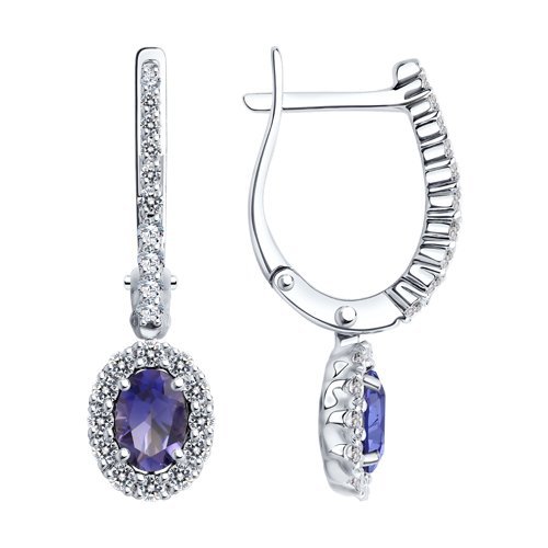 Серьги из белого золота с бриллиантами и танзанитами (Арт.6024275-3)