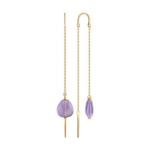 Серьги золотые пробы 585 с аметистом (Арт.729266)