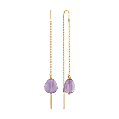 Серьги золотые пробы 585 с аметистом (Арт.729266)