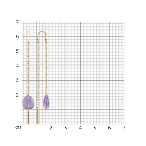 Серьги золотые пробы 585 с аметистом (Арт.729266)