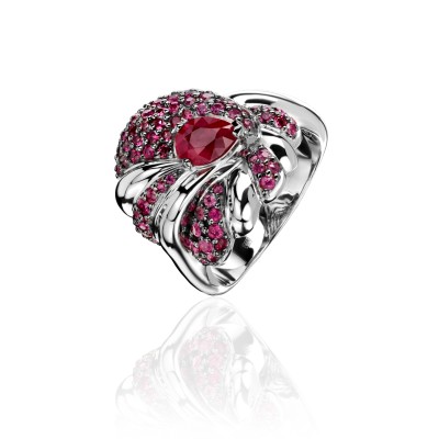 Кольцо с рубином «Symphony Ruby Bloom» белое золото Estet (арт.01К5213374-2)