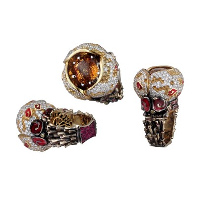 Кольцо золото с бриллиантами и рубинами «UNIQUE PIECE» Estet (арт.01К685939Э-2)