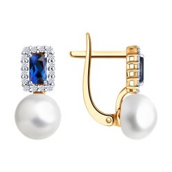 Серьги золотые пробы 585 с миксом камней (Арт.79-20095)