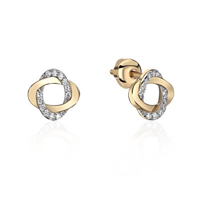 Серьги золото с фианитами «Вечный Узел» Estet (арт.01С1314439Р)