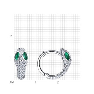 Серьги из серебра с фианитами «Изумрудная Серпантина» Соколов (арт.9402)